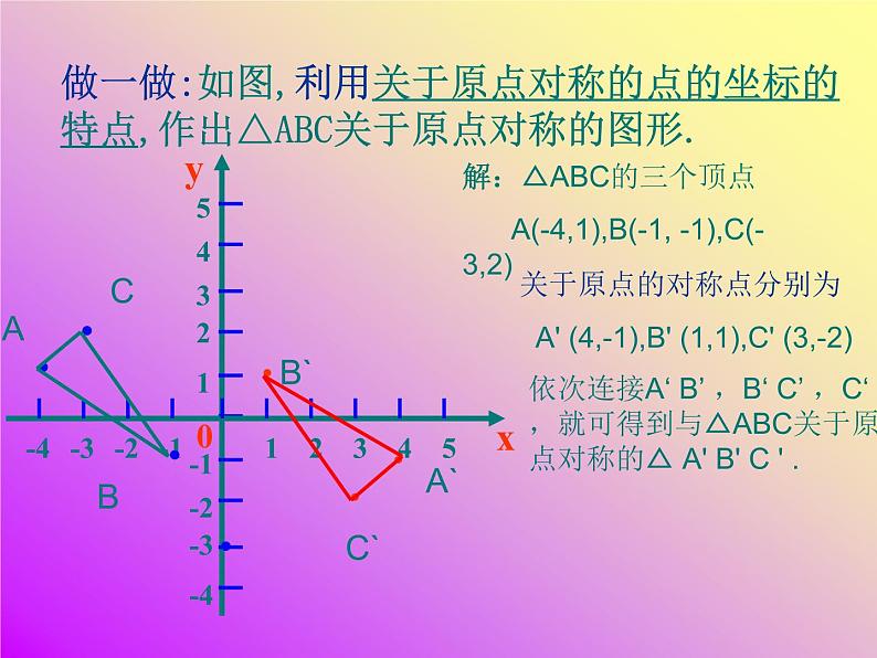 人教版九年级数学上册 23.2.3 关于原点对称点的坐标 课件07