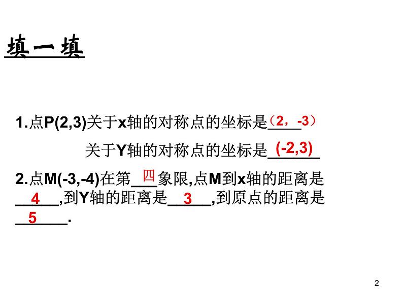 2020—2021学年人教版数学九年级下册  23.2.3《关于原点对称的点的坐标》课件第2页