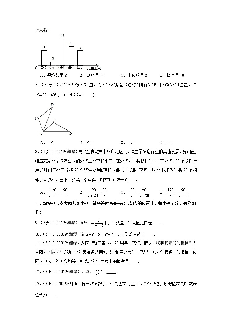 2019年湖南省湘潭市中考数学试卷+答案+解析第2页