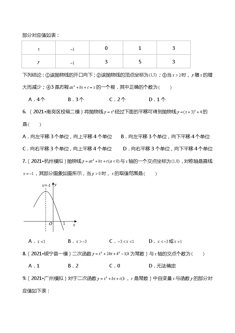 22.2.1  二次函数与一元二次方程同步练习（1）02