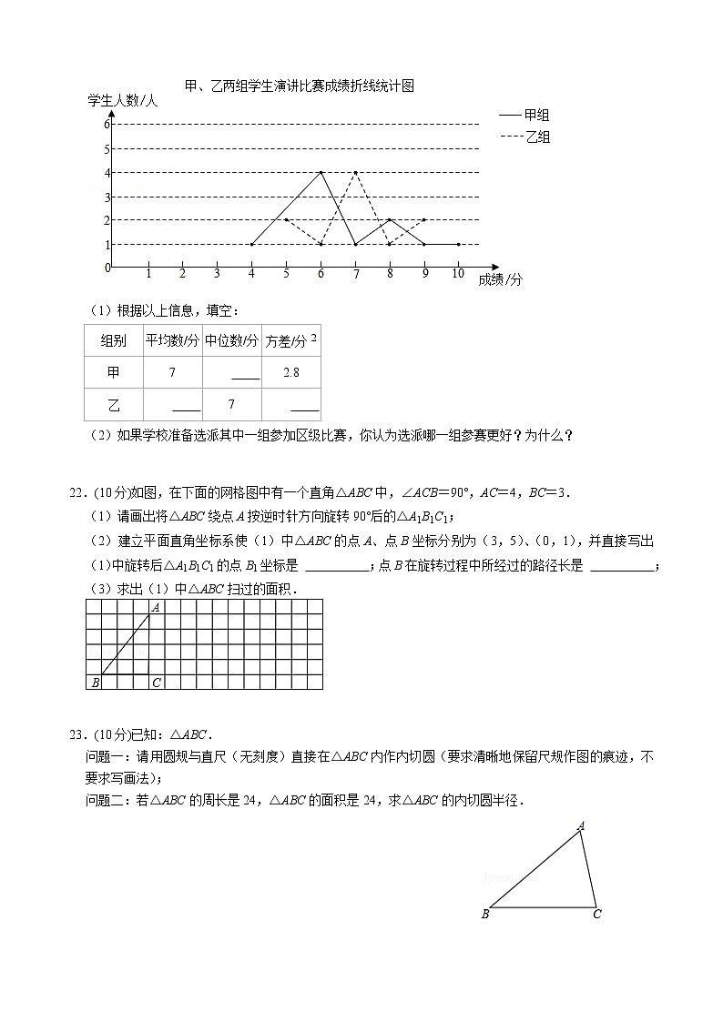 江苏省泰州市兴化市楚水初级中学2021_2022学年九年级上学期10月月考数学【试卷+答案】第3页