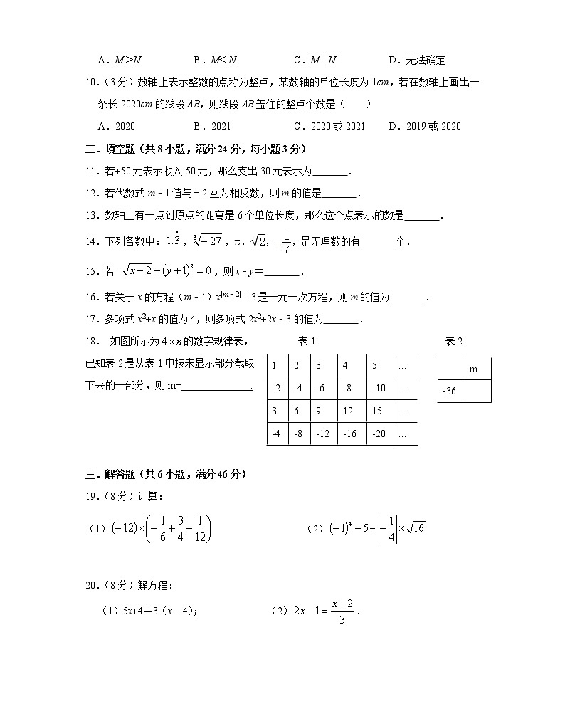 浙江省温州市平阳县水头学区两校2021-2022学年七年级上学期期中联考数学【试卷+答案】第2页