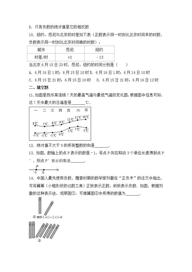 人教版数学七年级上册月考模拟试卷九（含答案）02