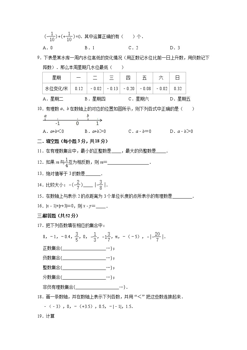 福建省福州第三十六中学2021-2022学年七年级上学期第一次适应性数学【试卷+答案】第2页