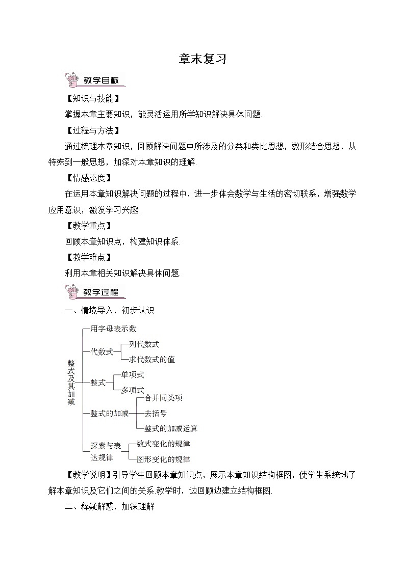 北师大版数学七年级上册  第三章 整式及其加减  章末复习【教学课件+教案】01