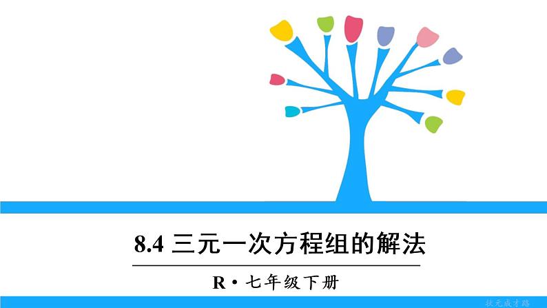 人教版七年级下册数学8.4 三元一次方程组的解法（课件+导学案+同步练习含答案）01