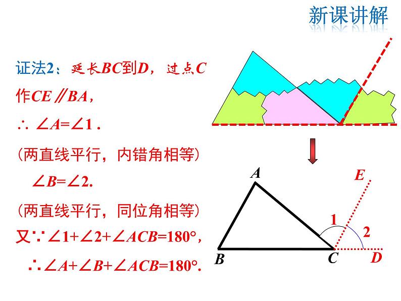 2021-2022学年度北师大版八年级上册数学课件 7.5  第1课时 三角形内角和定理第7页