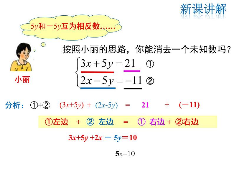 2021-2022学年度北师大版八年级上册数学课件 5.2  第2课时 加减法08