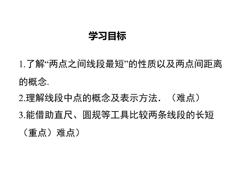 2021-2022学年度北师大版七年级上册数学课件 4.2 比较线段的长短第2页