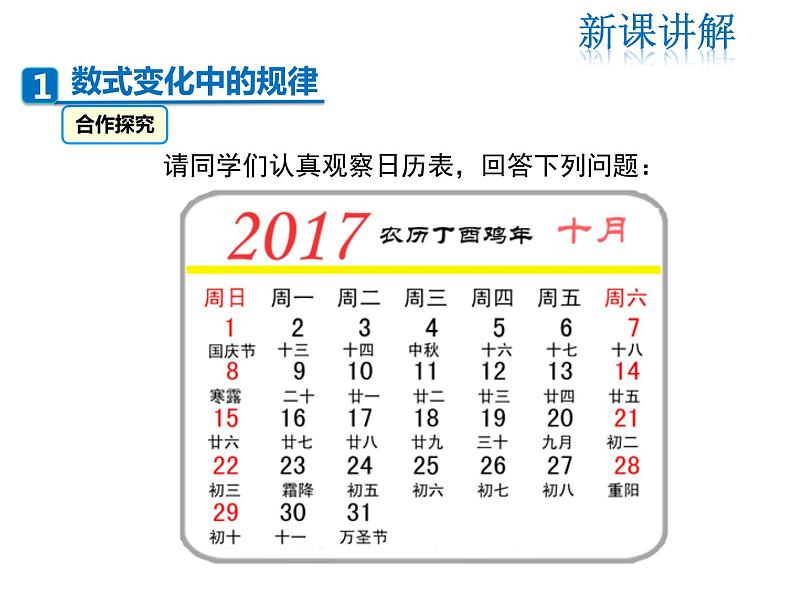 2021-2022学年度北师大版七年级上册数学课件 3.5 探索与表达规律04