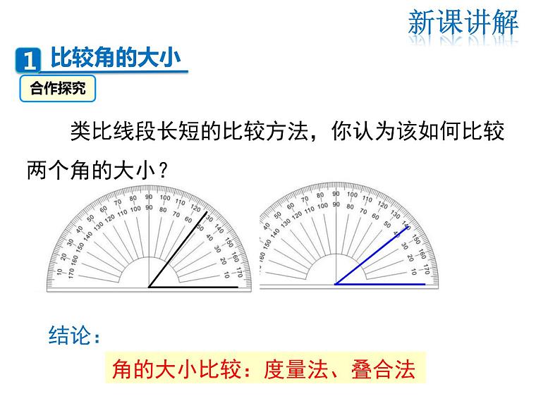 2021-2022学年度北师大版七年级上册数学课件 4.4 角的比较第4页