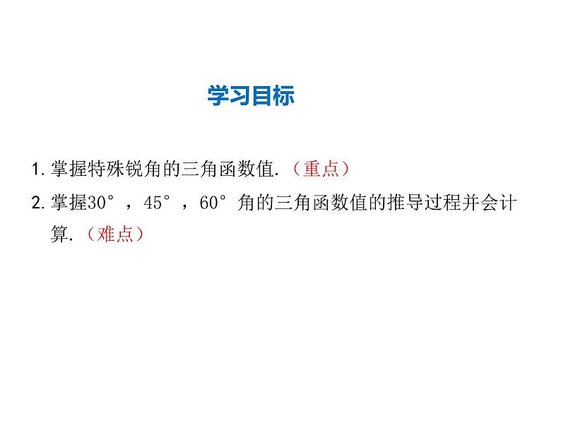 2021-2022学年度华师大版九年级上册数学课件 24.3 第2课时 特殊角的三角函数值第2页