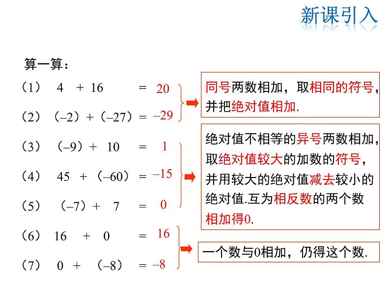 2021-2022学年度华师大版七年级上册数学课件 2.7 有理数的减法03