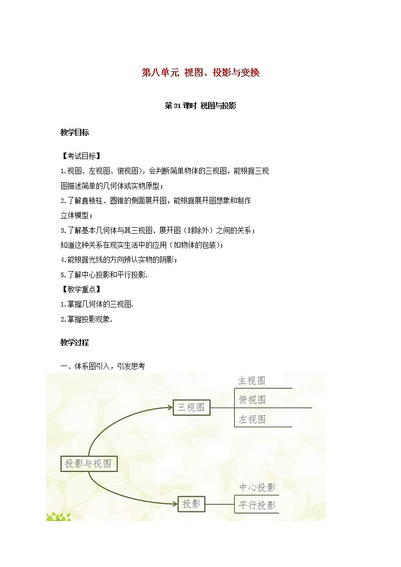 2022年中考数学复习第31课时《视图与投影》教案01