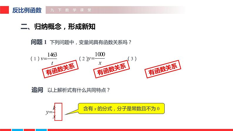 2020-2021学年人教版九年级下册26.1.1 反比例函数课件第5页