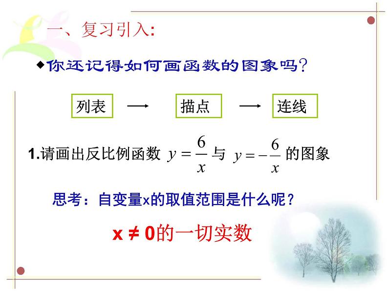 2020-2021学年人教版九年级数学下册课件-26.1.2 反比例函数的图象和性质第3页