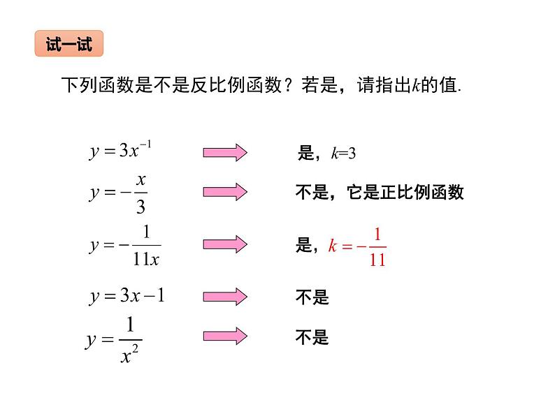 2020---2021学年人教版数学九年级下册 26.1.1反比例函数课件PPT第6页