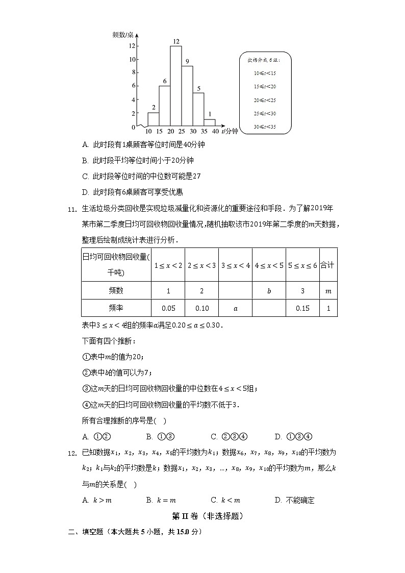 20.1数据的集中趋势 同步练习    人教版初中数学八年级下册03