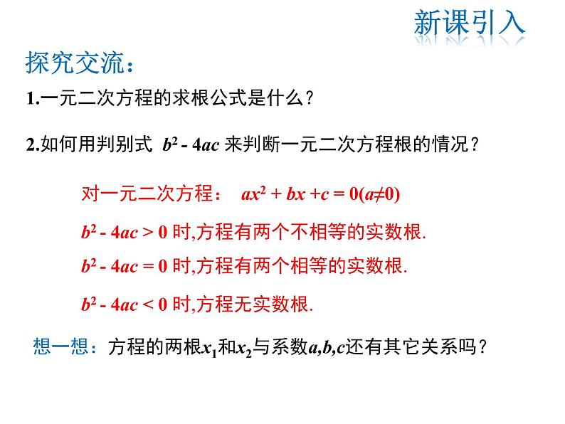 2021-2022学年度人教版九年级数学上册课件21.2.4 一元二次方程的根与系数的关系第3页