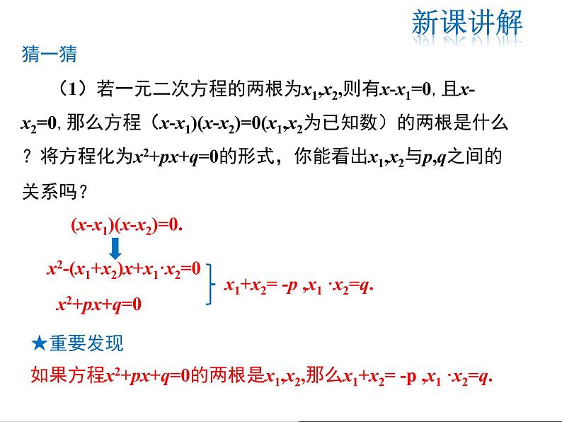 2021-2022学年度人教版九年级数学上册课件21.2.4 一元二次方程的根与系数的关系第5页