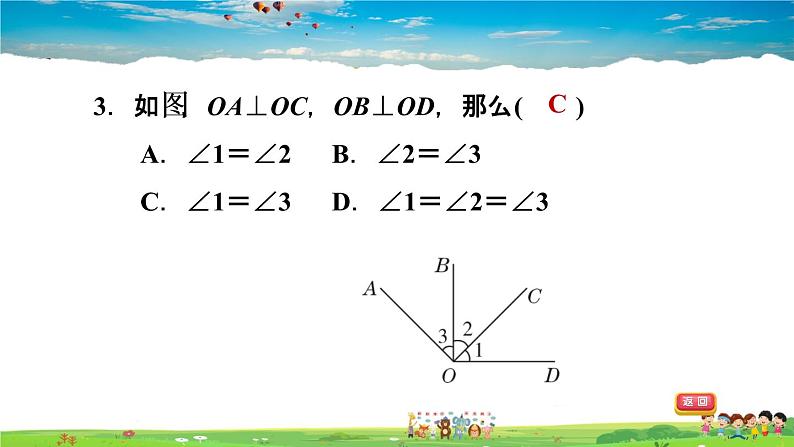 北师大版数学七年级下册  第二章  相交线与平行线  2.1.2垂线的定义与性质【习题课件】04