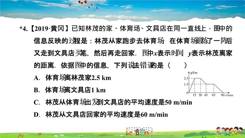 北师大版数学七年级下册  第三章 变量之间的关系  3.3.2折线型图象表示的变量间关系【习题课件】06