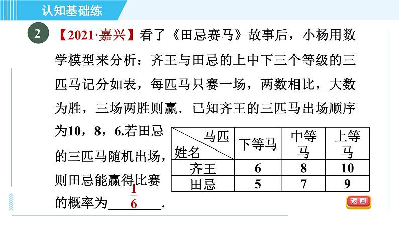 华师版九年级下册数学 第31章 31.4.1用列表法求概率 习题课件04