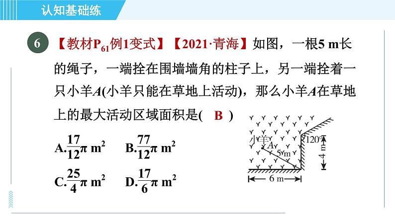 华师版九年级下册数学 第27章 27.3.1目标二 扇形面积计算 习题课件第8页