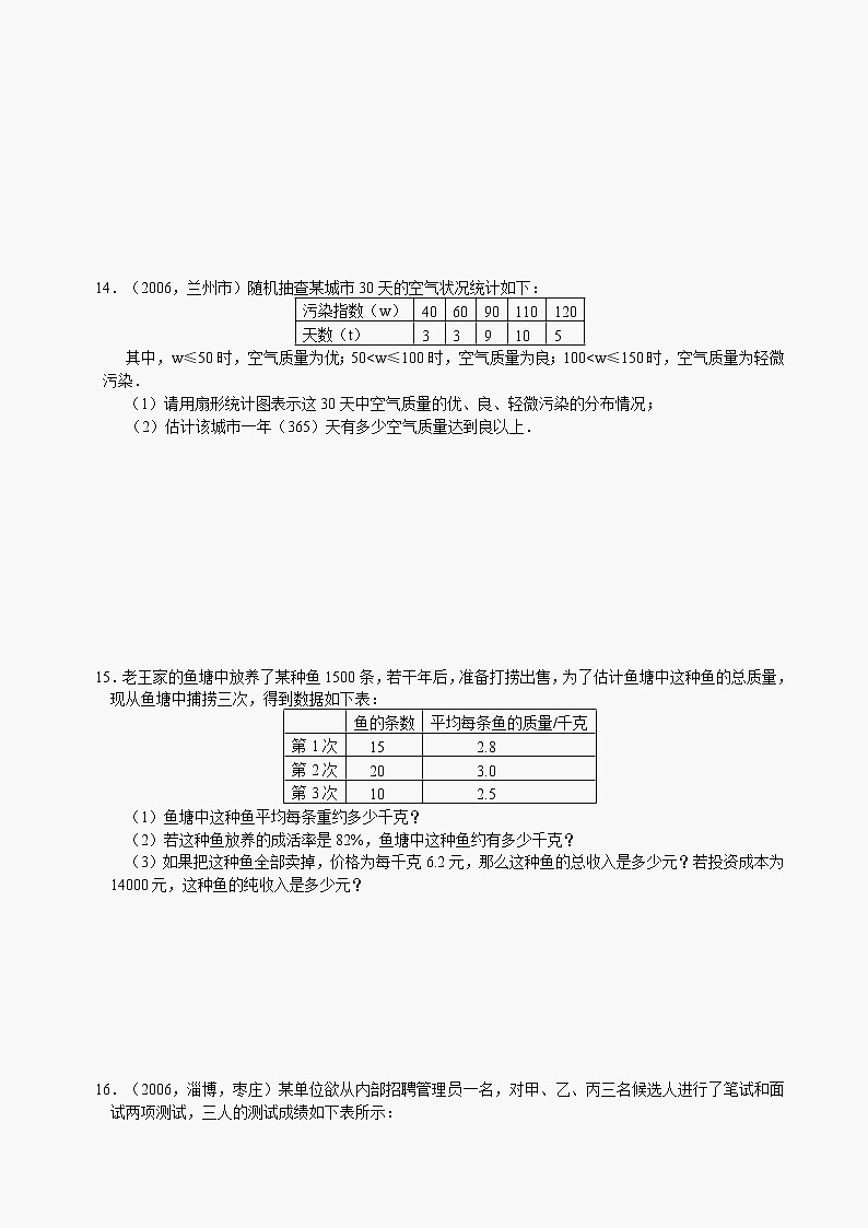 数学八年级下华东师大版21.1算术平均数与加权平均数同步练习2第2页