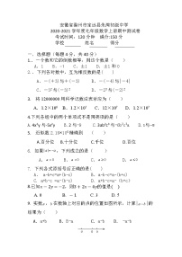 安徽省滁州市定远县朱湾初级中学2021-2022学年  七年级数学上学期期中测试卷