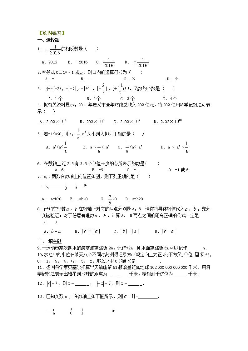 《有理数》全章复习与巩固（基础）巩固练习学案01