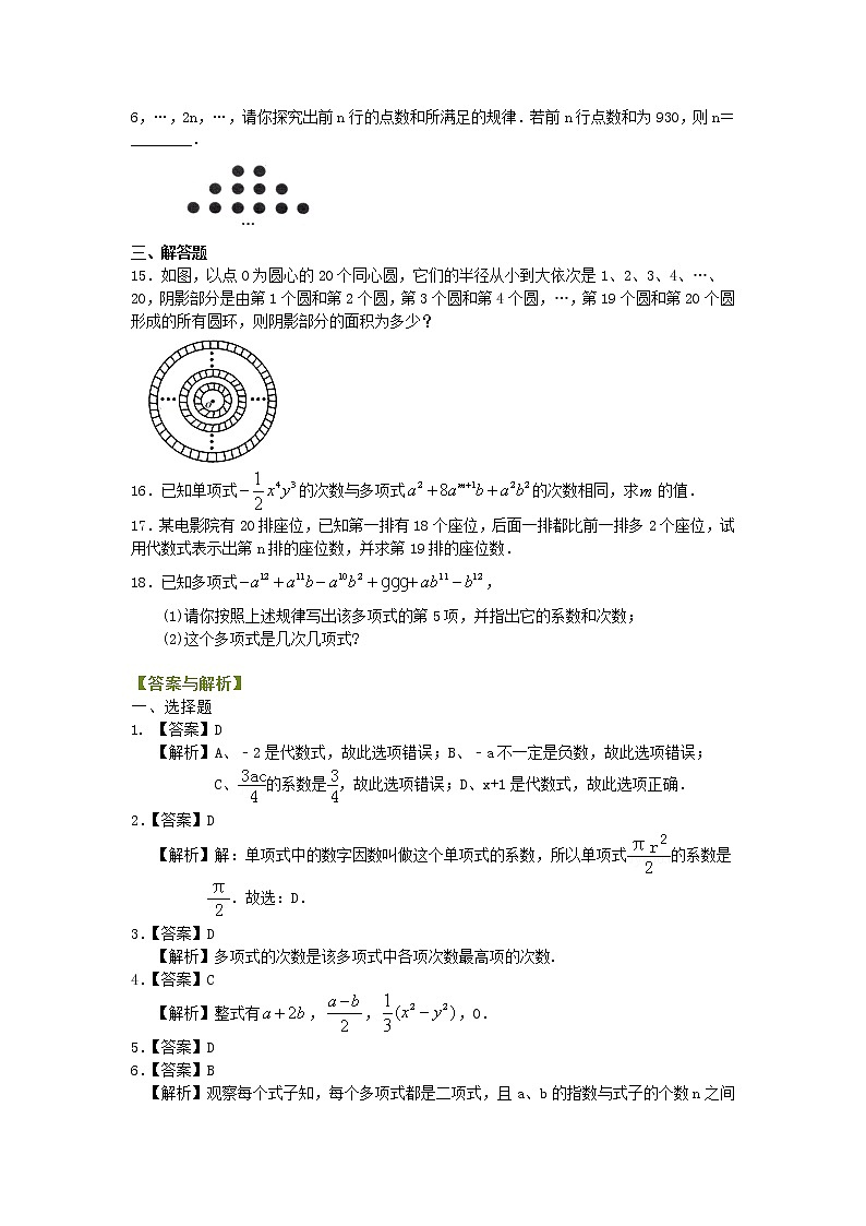 整式的概念  巩固练习学案02