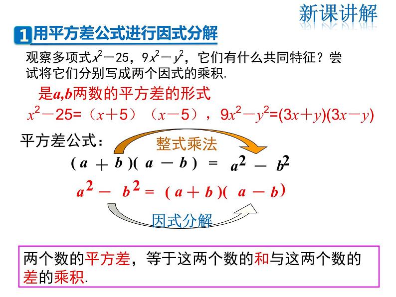 2021-2022学年度北师版八年级数学下册课件 4.3 第1课时 平方差公式第4页