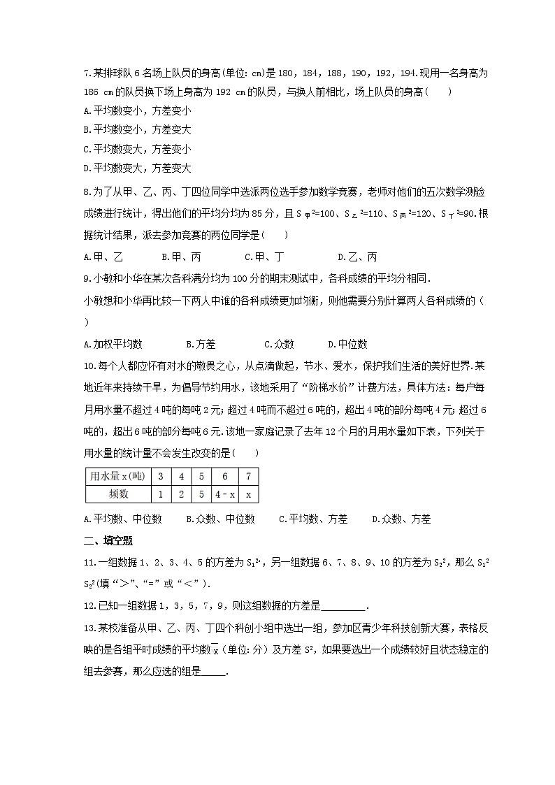 2021年苏科版数学九年级上册3.4《方差》同步练习卷（含答案）02