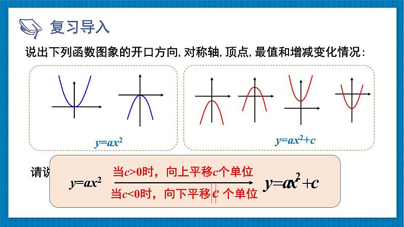 北师大版九年级数学下册 第二章 2二次函数的图象与性质 第3课时 二次函数y=a(x-h)²和y=a(x-h)²+k的图象与性质 课件02