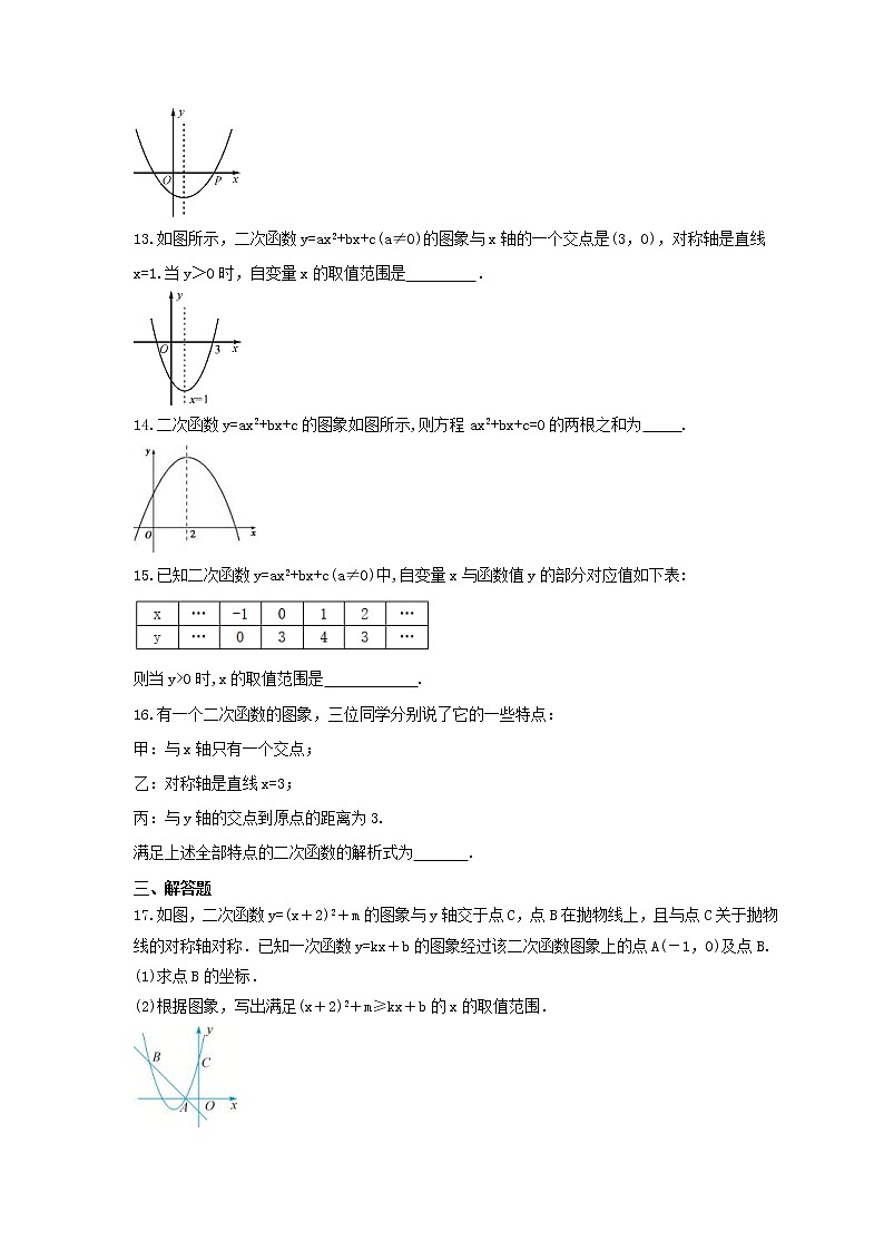 2021年苏科版数学九年级下册5.4《二次函数与一元二次方程》同步练习卷（含答案）03