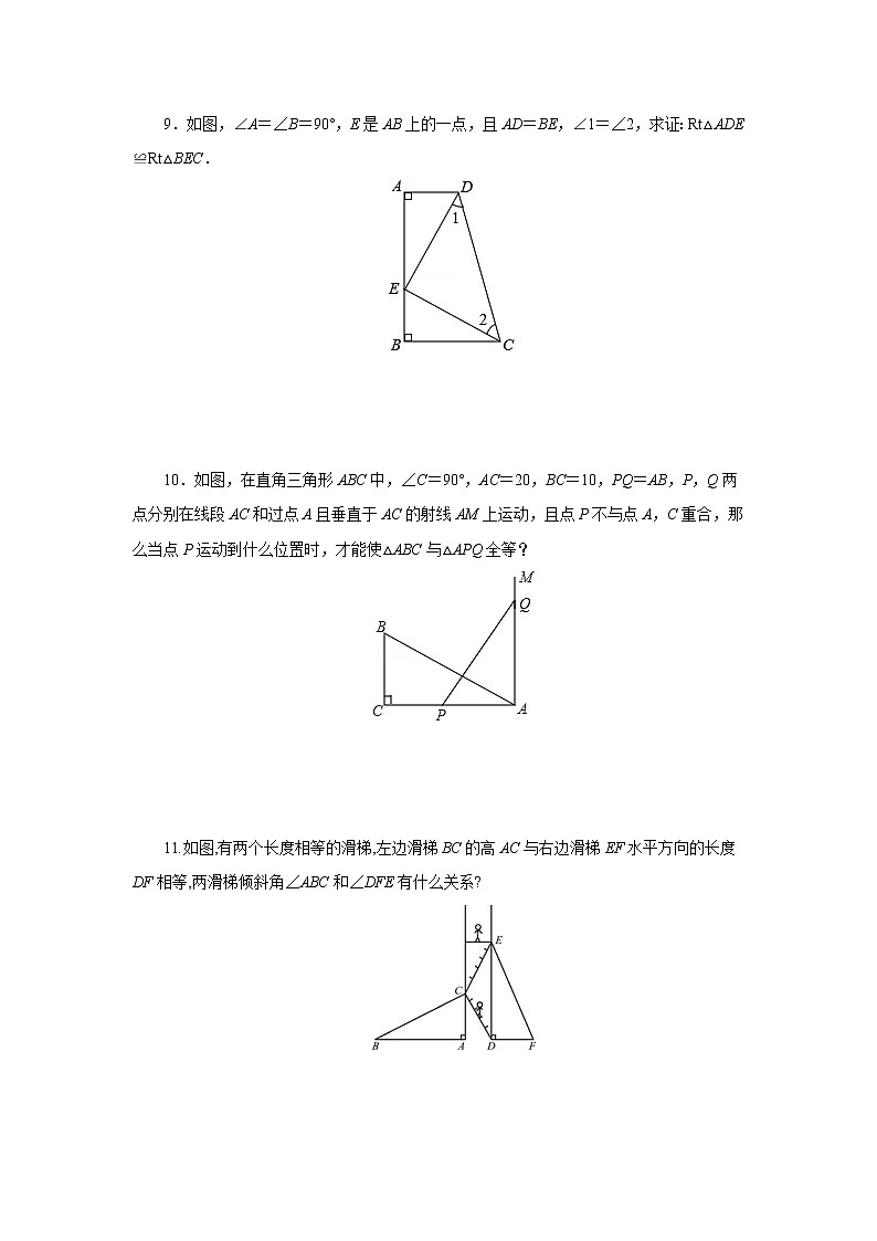 17.4直角三角形全等的判定 同步练习-冀教版八年级数学上册03