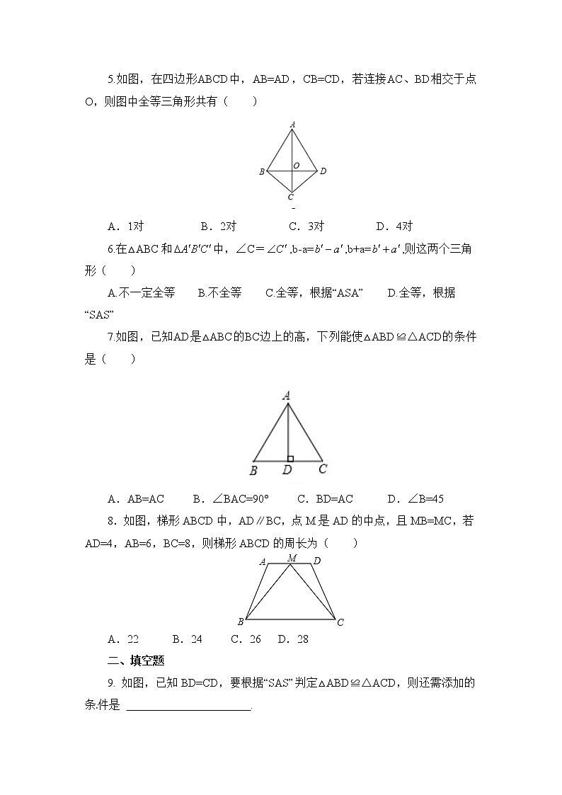 13.3.2运用“边角边”（SAS）判定三角形全等 同步练习-冀教版八年级数学上册02