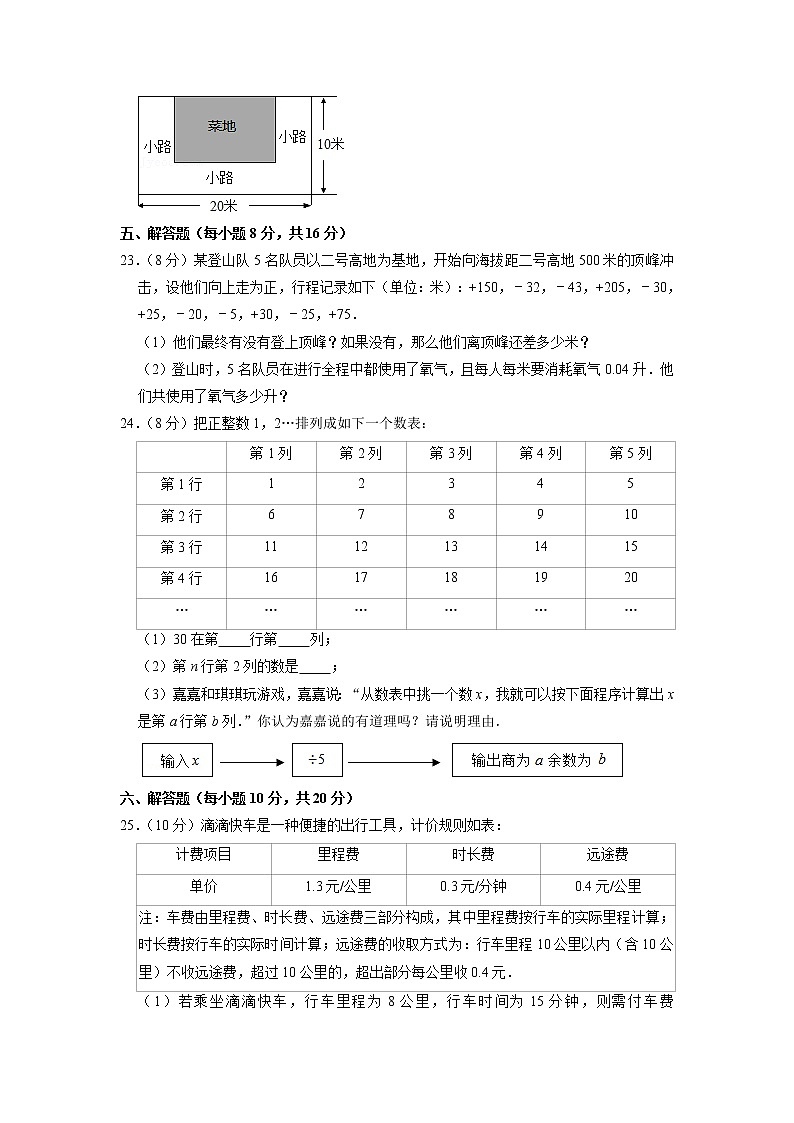吉林省四平市铁西区2021-2022学年七年级上学期期中考试数学【试卷+答案】03