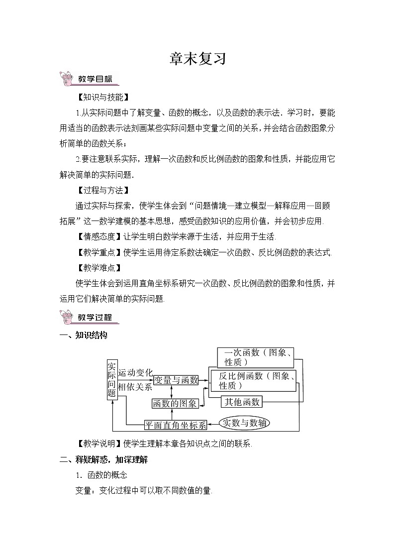 华师版数学八年级下册 章末复习【教案】第1页