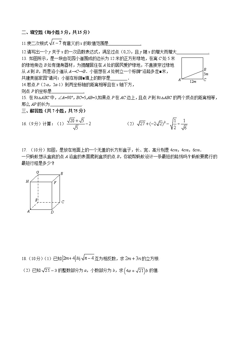河南省郑州市桐柏一中2021-2022学年八年级上期期中考试数学【试卷+答案】第3页