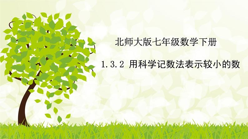 北师大版七年级数学下册 1.3.2   用科学记数法表示小于1的正数 课件+练习01