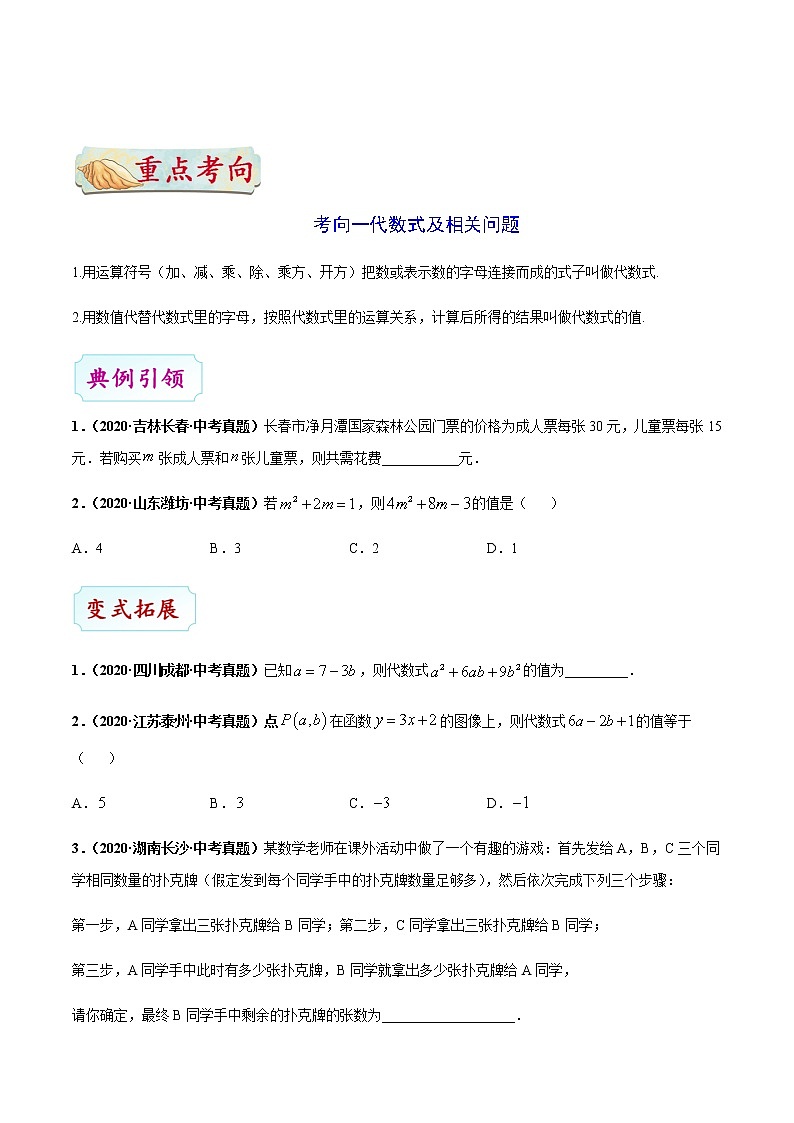 考点02 整式与因式分解 -原卷版第3页