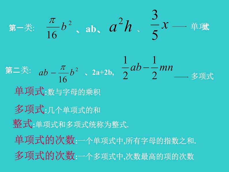 北师大版七年级数学上册 3.3 整式（课件）第4页