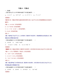 【专项练习】中考数学试题分专题训练 专题1.3 代数式（第02期）（教师版含解析）