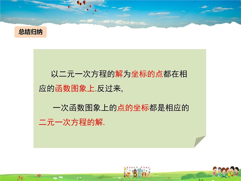 冀教版数学八年级下册  21.5一次函数与二元一次方程的关系【教学课件】08