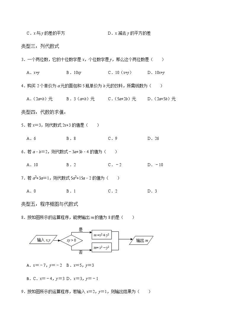 专题复习5 整式、单项式、多项式-2021-2022学年七年级数学上册同步知识清单+例题讲解+练习（人教版）02
