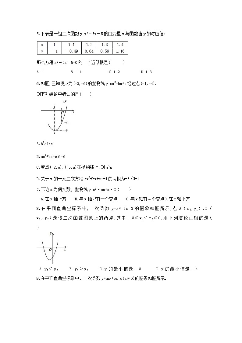 2021年湘教版数学九年级下册1.4《二次函数与一元二次方程的联系》同步练习卷（含答案）02