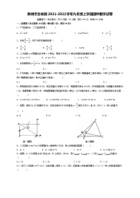 安徽省滁州市全椒县2021-2022学年九年级上学期期中数学【试卷+答案】