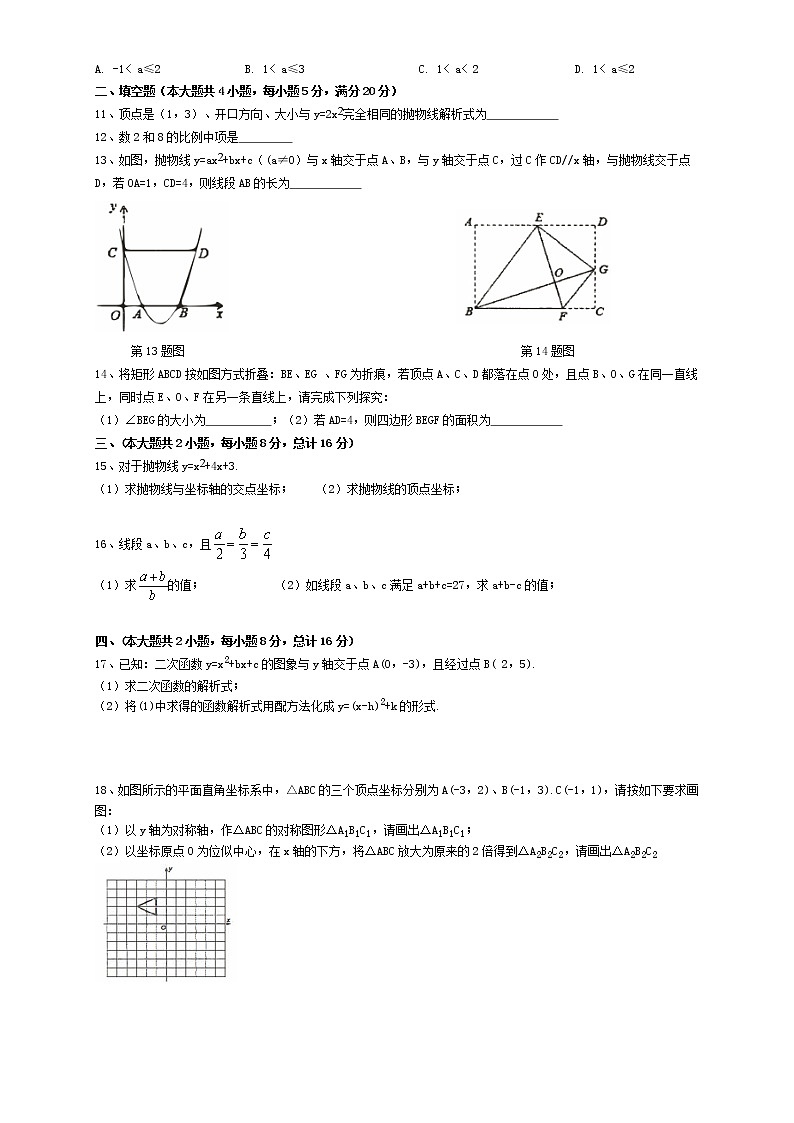 安徽省滁州市全椒县2021-2022学年九年级上学期期中数学【试卷+答案】第2页